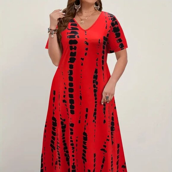 Women Plus Size Tie Dye Dress Loose/Relaxed Fit Summer Vacation Beach Dress 22W - Picture 2 of 11